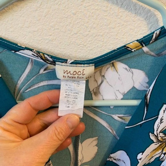 Moci Green Floral Midi Shirtdress S - Picture 3 of 7